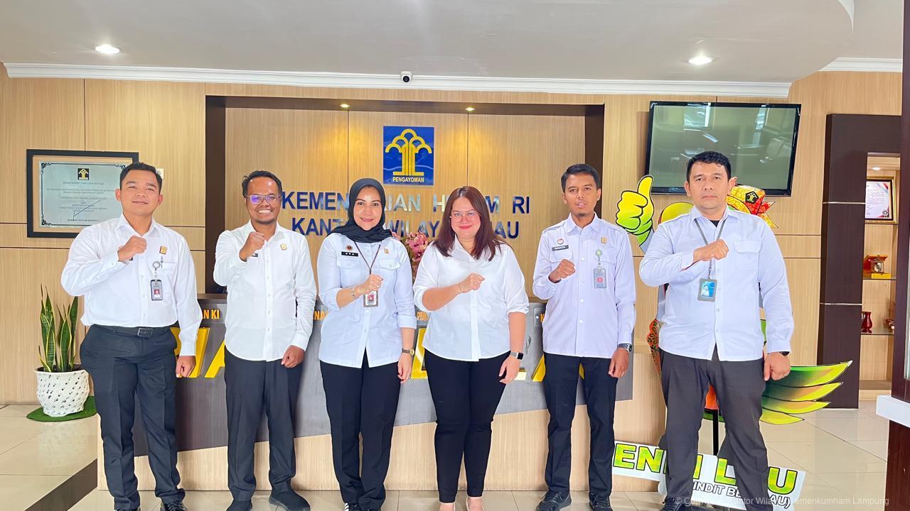 Kanwil Kemenkum Lampung Lakukan Koordinasi Penanganan Aduan Pelanggaran Kekayaan Intelektual dengan Kanwil Kemenkum Riau